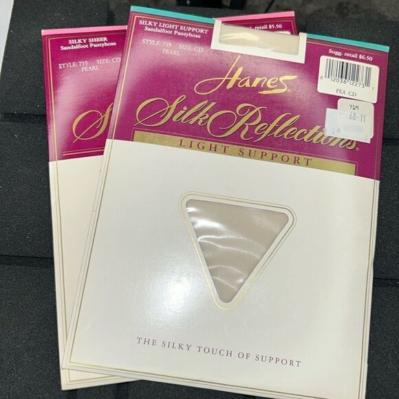 Hanes Accessories - Hanes Silk Reflections Silky Light support,sheer 719,715 size CD 2Pc Pearl